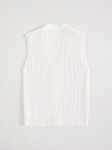 Briarwyn 女士休闲无袖单排扣扭纹针织上衣夏季女士商务休闲装 - 杏色 - 查看 12