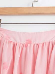 SHEIN Clasi Nueva llegada Falda asimétrica con estampado floral romántico de gasa rosa para mujeres