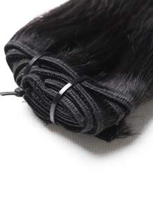 10Pcs Silk Straight Clip In Hair Extensions Natural Black Soft Hair Extension Clips Double Weft 100% Human Hair For Women HairPiece - Natural Black - View 6