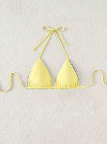 Swim Mod Women Solid Color Stylish Spaghetti Strap Backless Bikini Top, Beachwear For Summer Beach Vacation - Multicolor - View 6