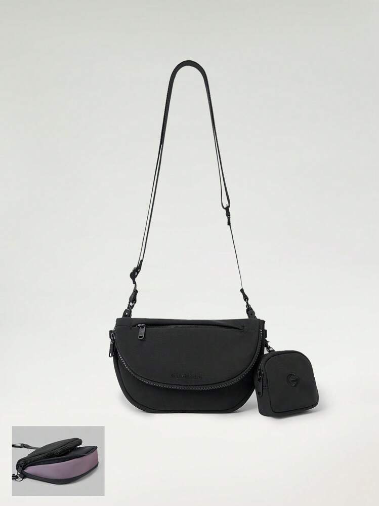 GLOWMODE Bolso con correa para el hombro repelente al agua y fácil de transportar con bolsillo nanoclip - Negro - Añade 1