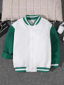 SHEIN Young Boy Casual, Comfortable, Stylish, Simple, Soft, Practical, Warm, Color-blocking Fleece Jacket With Playful Cartoon Print On The Back And 3d Color-blocking Feet Design, Suitable For Autumn And Winter - White - View 8