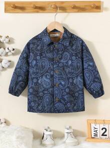 1pc Young Boys' Casual, Comfortable, Fashionable, Simple Yet Practical, Denim Effect, Thick And Warm Jacket With Thermal Lined , Suitable For Everyday Wear, School, Travel, Sports, Suitable For Autumn And Winter Season - Royal Blue - View 5