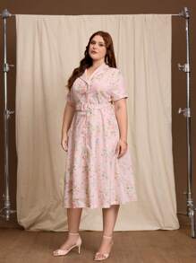 SHEIN MOD 大码女式花卉印花中长休闲连衣裙，春夏女式复活节连衣裙女式长裙女式超长连衣裙女式大码连衣裙女式大码服装复活节连衣裙，毕业礼服母亲节连衣裙 7 月 4 日服装连衣裙毕业太阳裙娃娃裙毕业礼服文艺复兴博览会休闲夏装夏季超长裙夏威夷女装文艺复兴博览会女式大码服装复古女式大码连衣裙女式大码服装女式大码服装女式大码服装正式工作夏装女式大码服装商务休闲女式连衣裙优雅礼服女式大码太阳裙女式短裙夏季，女式生日礼服 - 粉色 - 查看 3