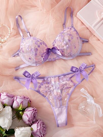 Emotional Backless Bow Lingerie Set