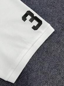 Manfinity Mode Plus Size Men's Summer Slogan Print Short Sleeve Casual Polo Shirt, Suitable For Office & Daily Wear, Graphic Color Block Golf Shirt