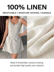 SHEIN Essnce Mini Dress Grey Dress Elegant Women Mini Dress, Fashionable Solid Color Summer Dress - Apricot - View 7