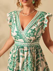 Breezaya Vestido de mujer de talla grande, elegante y casual, de estilo europeo y americano, con cuello en V y cruce en la cintura, falda ancha, adecuado para diversas ocasiones como salidas, citas, vacaciones, reuniones casuales, conmuta. Tela cómoda