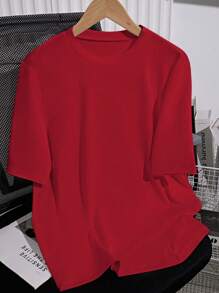 Selianne Women's Solid Color Round Neck Short Sleeve Casual Versatile T-Shirt - Red - View 6