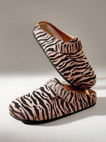 Solecia 女士斑马图案可调节扣休闲平底鞋
