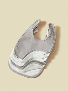 6pcs/Pack Baby Bibs, Neutral Moon & Cloud Pattern, Soft Texture. Absorbent Drool Bib For Infants - Multicolor - View 3