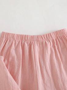 Cozy Pixies Baby Girl Bow Decor Crew Neck Sleeveless Top And Elastic Waist Pants 2 Pieces Set - Pink - View 9