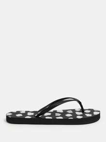 Grefit Star Printed Flat Flip Flops, Suitable For Home, Beach And Outdoor Wear Beach Thong Sandals, Slip-On Style, Lightweight & Comfortable, Non-Slip Suitable For Outdoor Walking, Street Fashion, Versatile Flat Slippers Indoor & Outdoor Wear Flip Flops Vacation Season Tropical Escape Patterns - Black - View 2