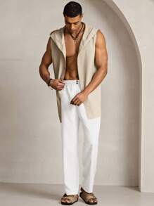 Manfinity VCAY Herren gewebte Lässig lose gerade Bein Hose mit Kordelzug Taille in Einfarbig