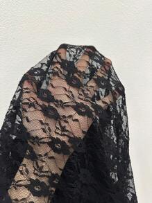 INAWLY T-shirt d'été sexy et transparent en dentelle pour femmes, avec cordon de serrage sur le côté