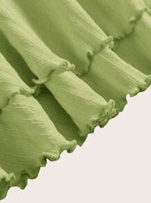 SHEIN MOD Áo hai dây nhún bèo hoa xanh lãng mạn, áo ba lỗ họa tiết hoa cúc Boho dễ thương cho ngày lễ, dã ngoại, hẹn hò - màu xanh lá - Xem 3