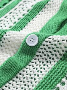 Manfinity CasualKnits Men's Casual Knitted Pullover, Minimalist Fashion For Everyday Wear Men Crochet Shirt Men Beach Shirts - Multicolor - View 3