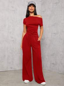 SHEIN PETITE 深灰色针织女式修身套装