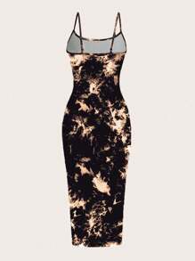 SHEIN EZwear 大码女式休闲简约扎染印花修身连衣裙，适合春夏季