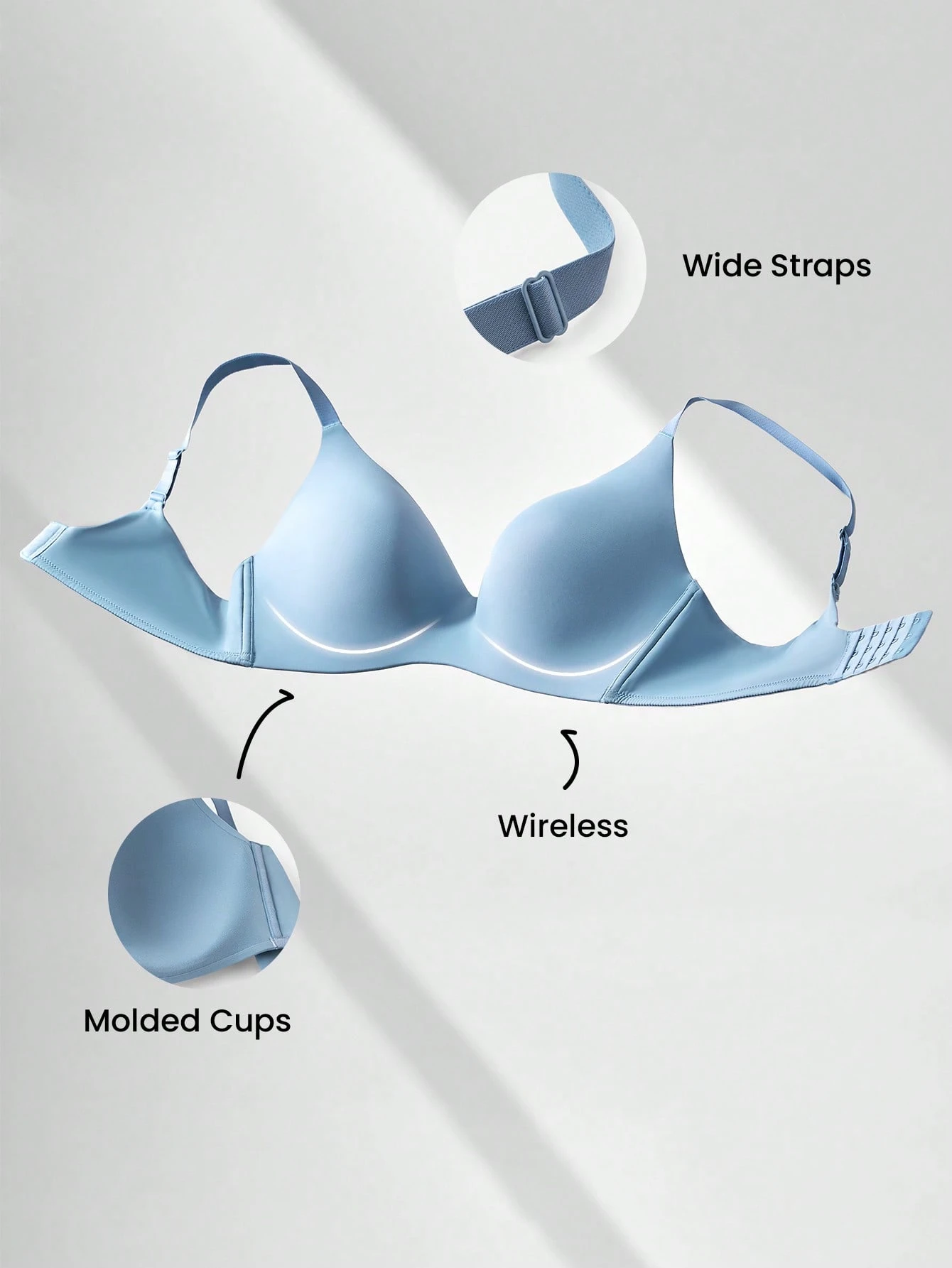 Sutiã Básico Push Up Confortável e Sem Fio Essencial Plus Blue