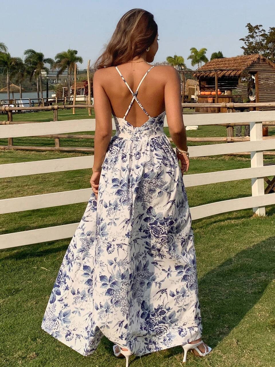 Women's Vacation Casual Floral All-Over Print Halter Dress Cruise Women Outfits Boho