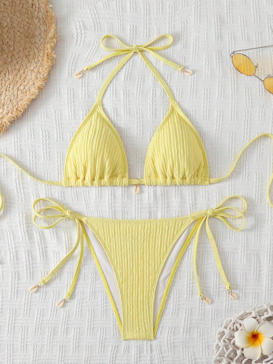 Swim Mod 女士沙滩夏季泳衣套装 - 黃色 - 查看 1