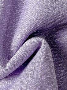 Swim Mod Women's Purple Sparkly High Cut Heart Decor Bandeau Bikini Set For Summer Beach Vacation - Purple - View 6