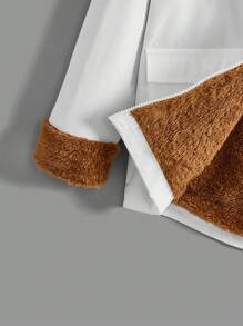 SHEIN Tween Boys' Casual Patched Thermal Lined Woven Jacket - White - View 5