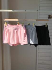 Comfortcana 3 chiếc quần short lưng thun đơn giản cho nữ mùa hè - Nhiều màu - Xem 6