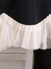 Elladie kids 年轻女孩夏季优雅网眼拼布蝴蝶结装饰连衣裙