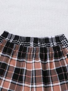 SHEIN Leap Crew Dozemod Teens Boys 4pcs/Set Solid Tee & Plaid Shorts Lounge Pajama Set, Casual Knit - Multicolor - View 3