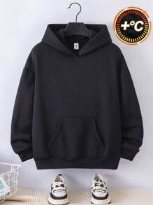 SHEIN Tween Girl Casual Graphic Print Hooded Sweatshirt