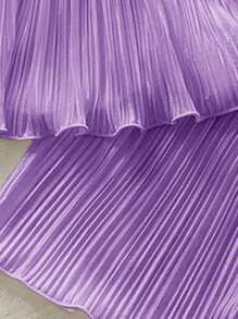 SHEIN LMoss Kids LMoss Baby Girls Summer Cute Solid Color Pleated Camisole And Elastic Waist Long Pants 2 Pieces Set - Purple - View 8