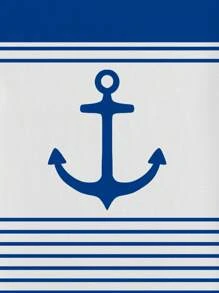 Manfinity RSRT Fashionable Casual Mature Vacation Style Nautical Anchor Striped Ombre Graphic Print Slim Fit Short Sleeve T-Shirt For Men, Suitable For Outdoor, Vacation, Dates, Parties, Great Gift For Boyfriend - Multicolor - View 2