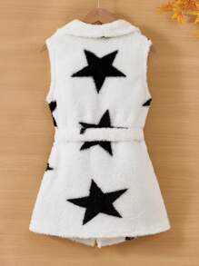 SHEIN Tween Girls Reversible Plaid Sleeveless Jacket, Fall/Winter - White - View 4