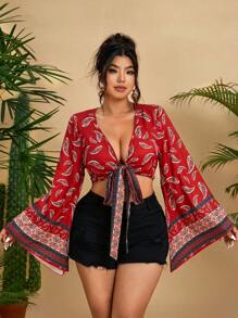 Flirla Plus Size Men's Simple Casual Long Sleeve Shirt, Suitable For Summer Fall Cloth For Women - Multicolor - View 1