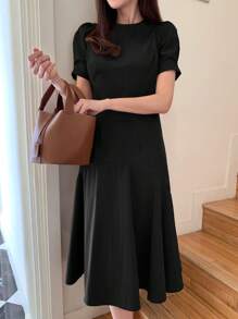 DAZY Vestido largo de unicolor elegante para mujer, con volantes, informal, de moda para el verano