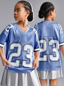 Coolane Kids Camiseta deportiva de manga corta con parche de malla para niñas preadolescentes en primavera/verano