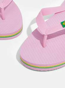 CUCCOO 2-Ton Druckdesign Flache Zehentrenner Sandalen für Innen- und Außenbereich