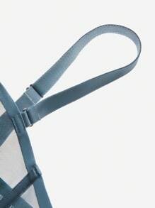 LUVLETTE 加无衬里半罩杯透气网眼透明透气基本款清爽舒适迷你文胸 - 霧霾藍 - 查看 12