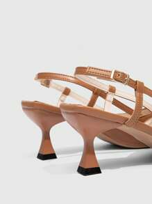 CUCCOO BIZCHIC Women's Pointed Toe Low Heel Slip-On Brown Commute Work All-Match Shoes, Ladies Classic High Heel Pumps For Christmas Valentine's Day - Brown - View 2