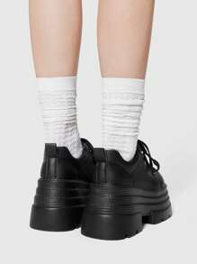 ROMWE Goth Women's Fashion Versatile Wedge & Platform Slip-On Shoes