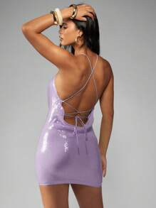 MISSGUIDED Vestido mini de cuello halter con destellos de lentejuelas, para fiesta, cóctel, noche, con drapeado delantero, de silueta ajustada, para vacaciones, club, baile, con brillo glamoroso