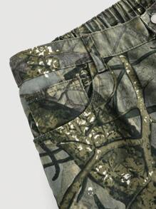 SHEIN MOD Plus Size Women Casual Loose Fit Flare Leg Distressed Blue Jeans - Multicolor - View 3