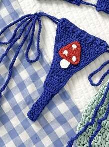 Swim Mod Vacation Beach Magical Mushroom Crochet Bikini Set - Multicolor - View 3