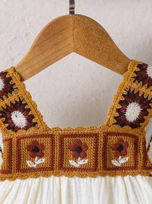 SHEIN Enterizo de ganchillo cómodo y de moda para bebé niña - Multicolor - Ver 6