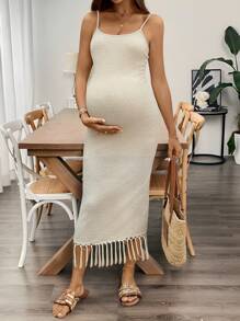 SHEIN Maternity Solid Color Sleeveless Casual Summer Dress,Summer Clothes,Elegant Dresses For Women