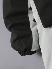 SHEIN Chàng trai trẻ 1 Miếng Chi tiết Patched thư Khối màu Lót nhiệt Áo trùm đầu - màu xanh lá - Xem 8