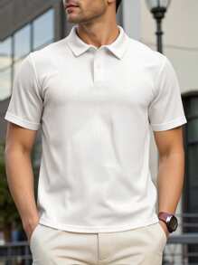 Manfinity Homme Herren lässiges, vielseitiges Poloshirt mit einfarbiger Kurzarm - Weiss - Übersicht 1