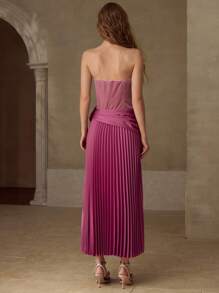 MOTF PREMIUM VESTIDO FLORAL CON PLISADOS ESTÉREO - Rosa - Ver 5